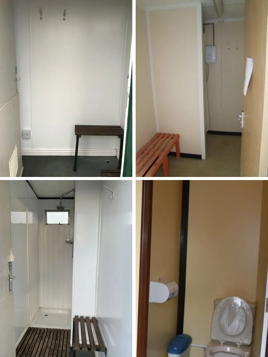 Portable container house with restroom shower